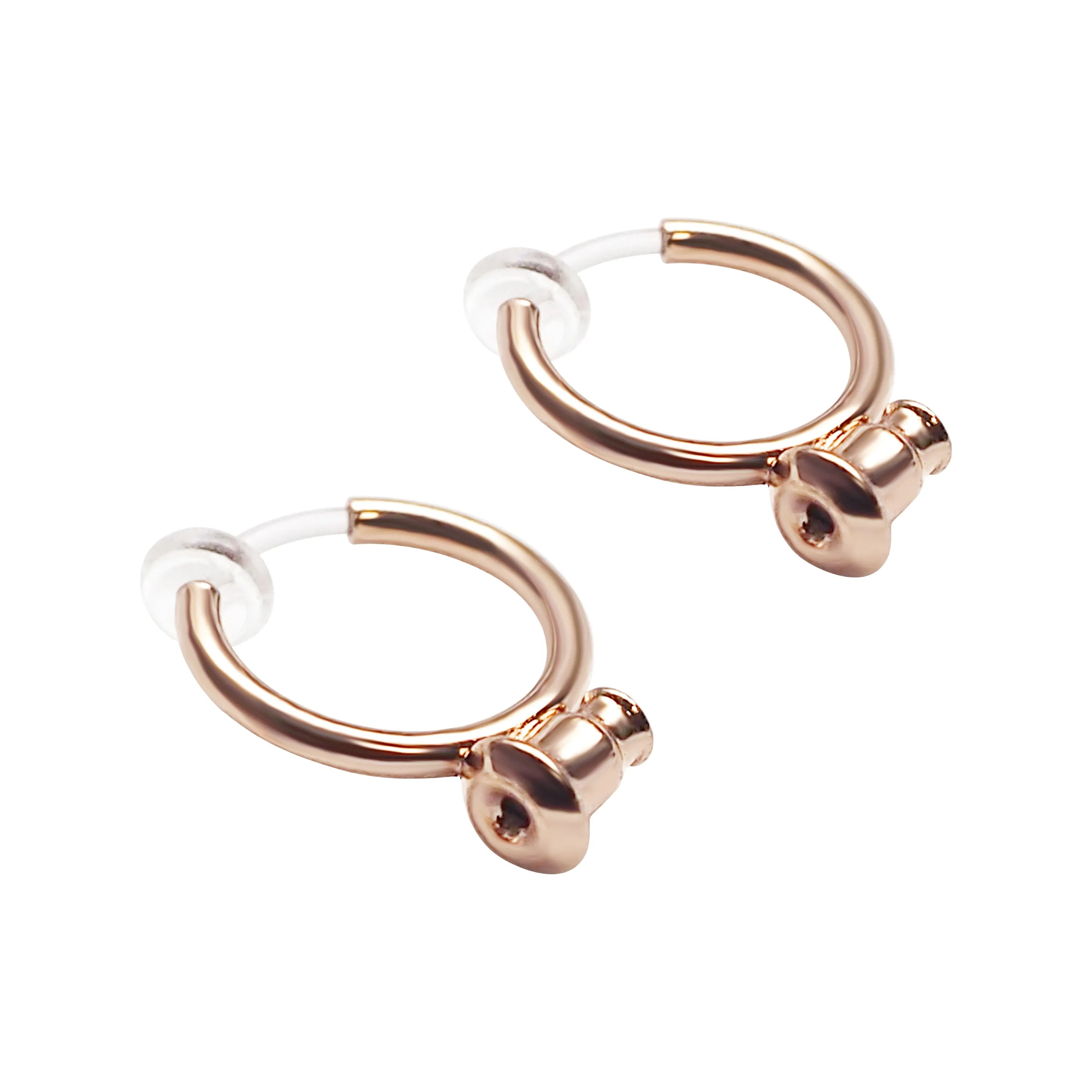Rose Gold Invisible Clip On Hoop Earrings Converters