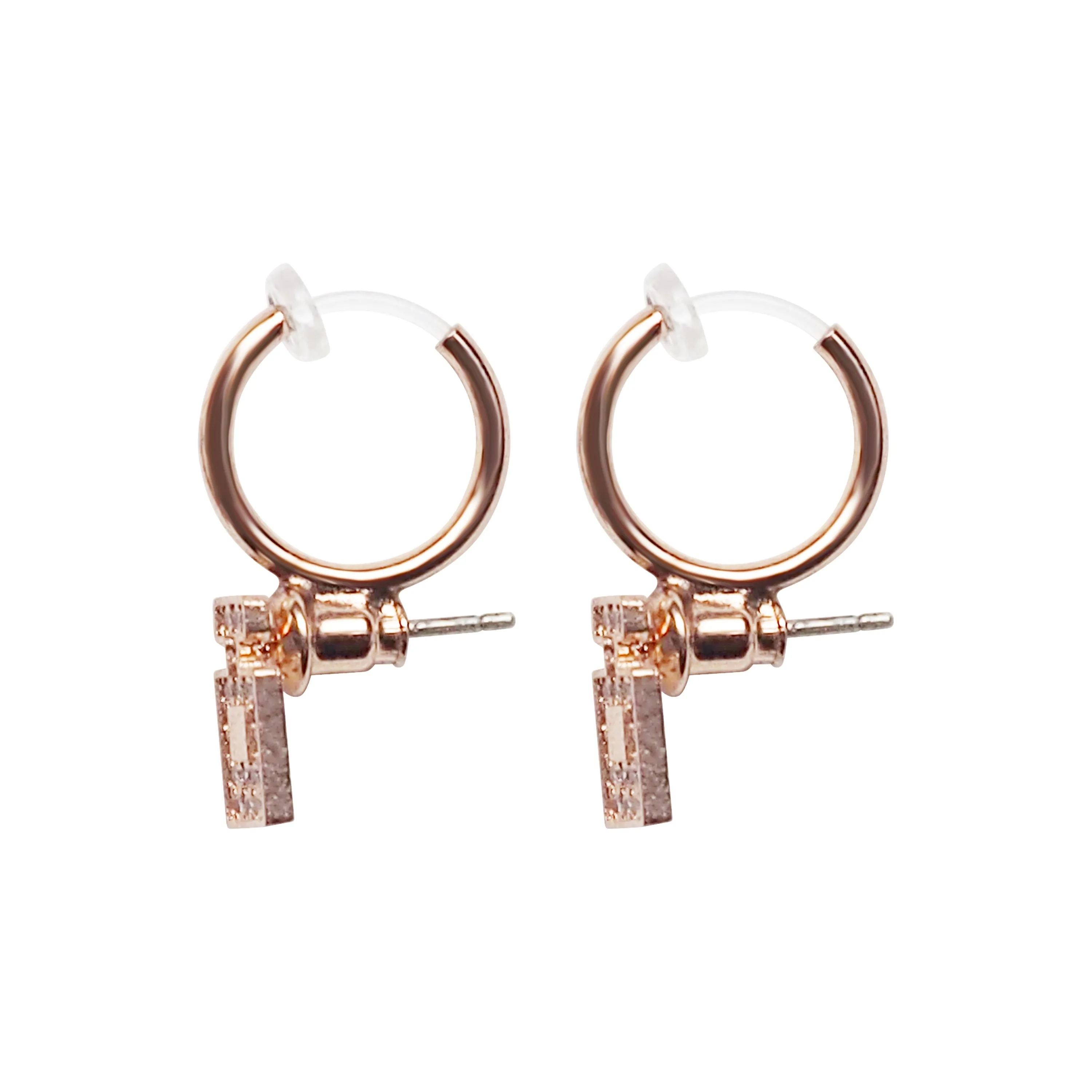 Rose Gold Invisible Clip On Hoop Earrings Converters