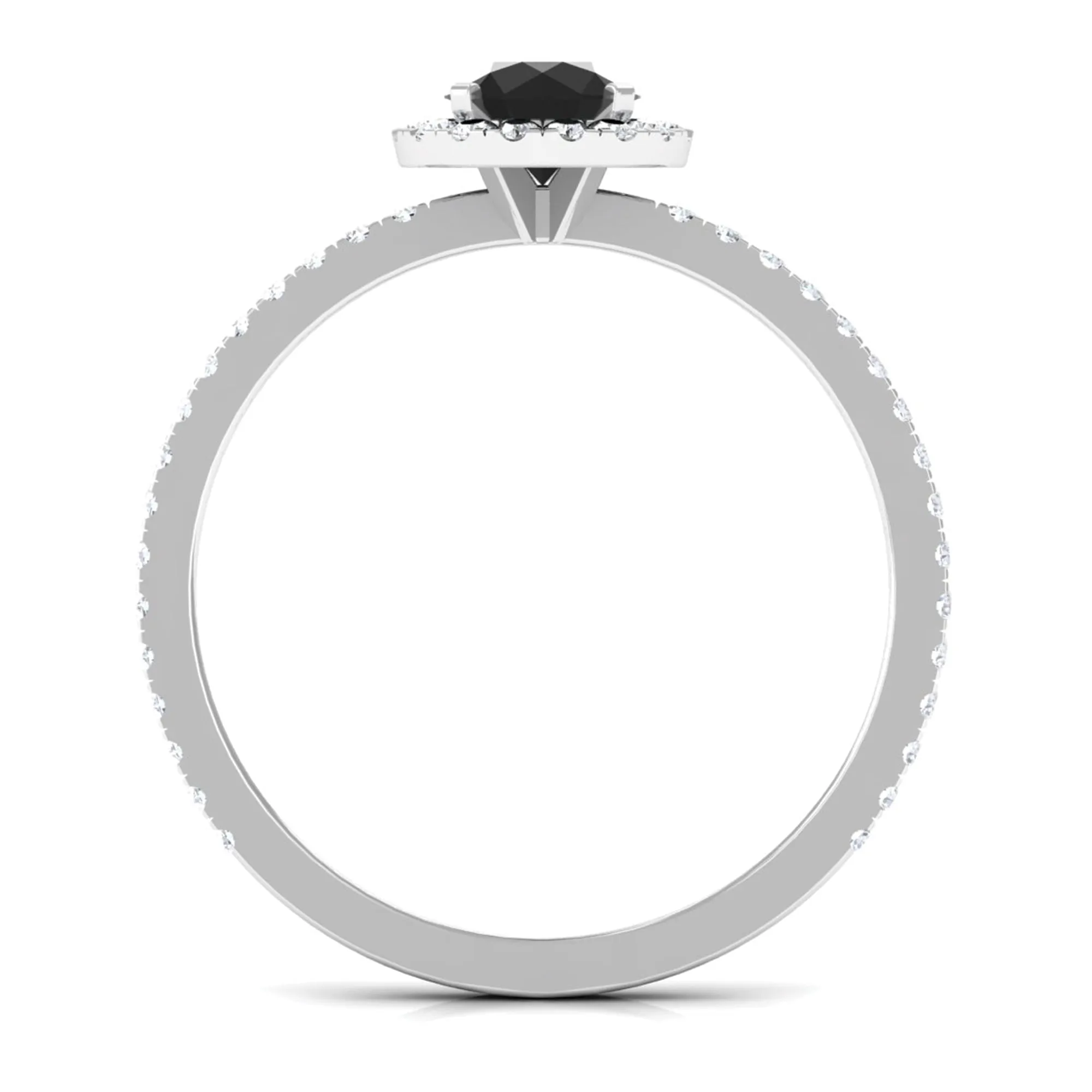 Round Shape Black Diamond Halo Engagement Ring with Diamond