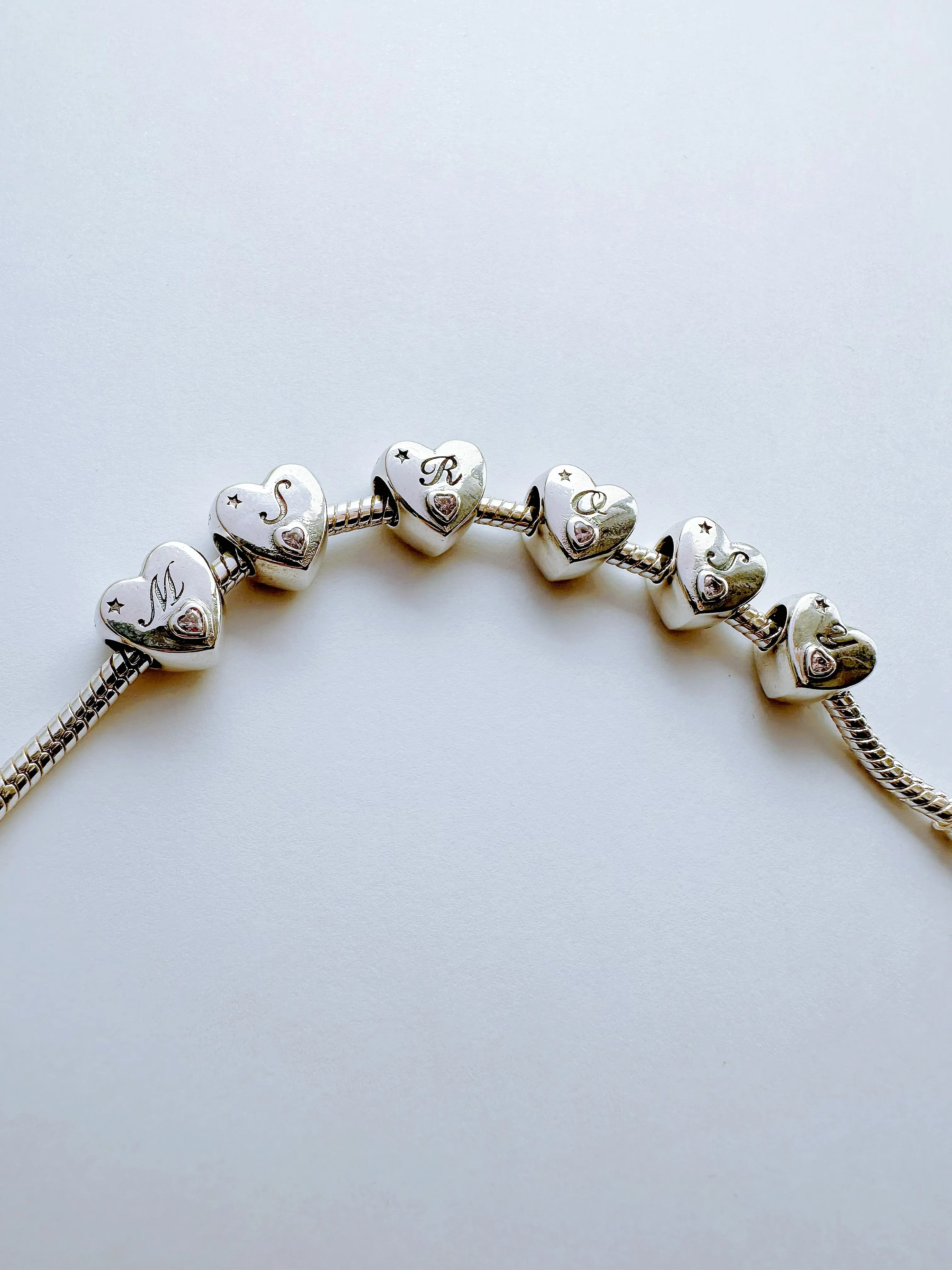 S925 Silver New Alphabet Initial Letter V Heart Charm For Bracelet and Necklace