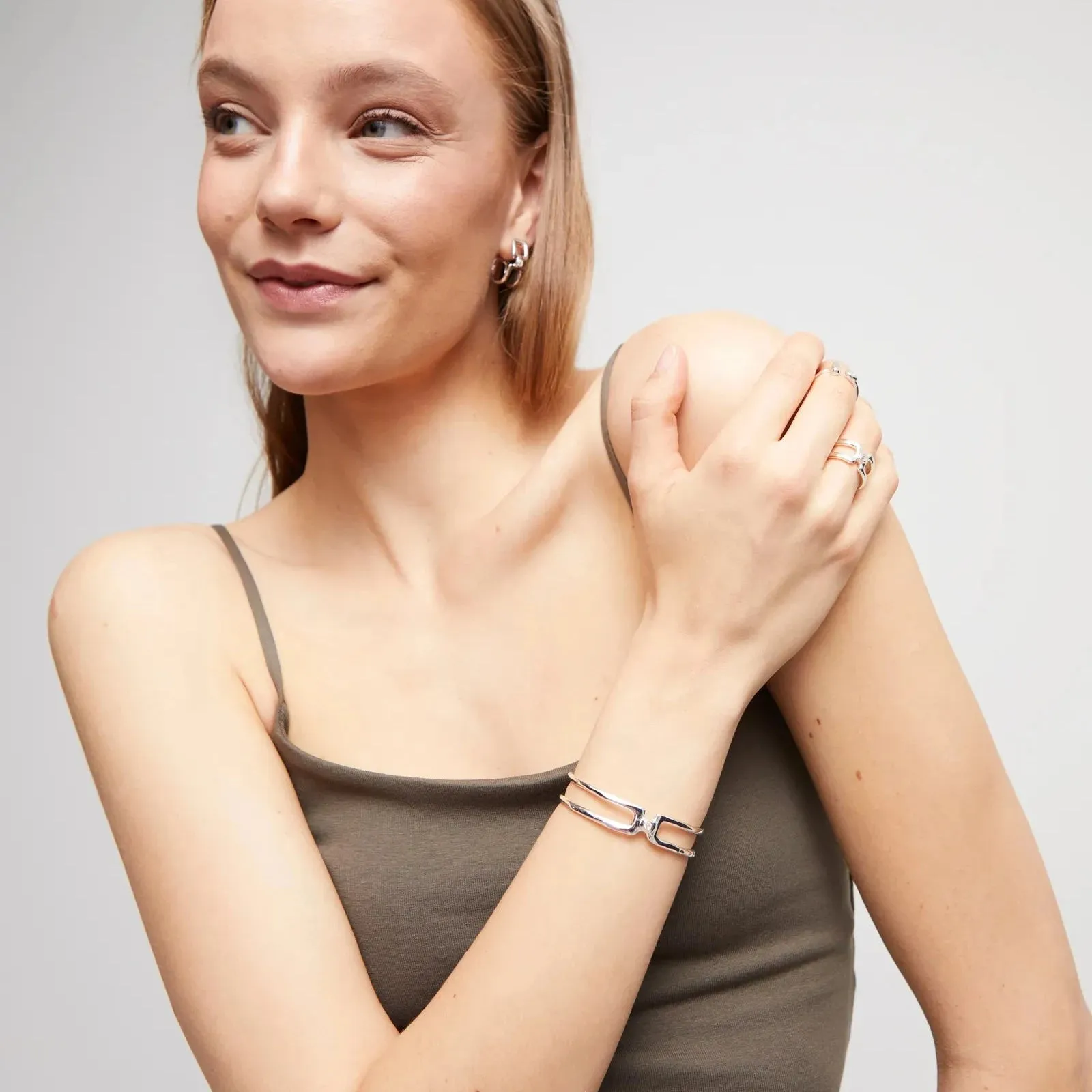 SER INDOMABLE DOUBLE BAR BRACELET SILVER WITH TOPAZ
