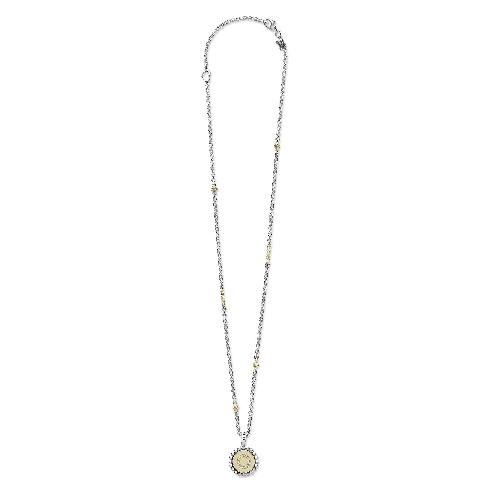 Signature Caviar O Initial Diamond Charm Necklace
