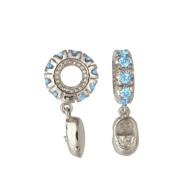 Silver & Swiss Blue Topaz Baby Shoe Dangle Charm S104SW