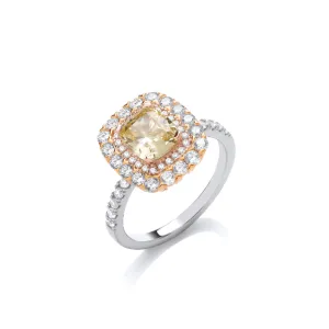 Silver Che Chic Canary Yellow Cubic Zirconia Ring