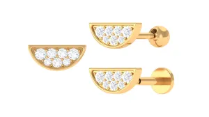 Simple Moissanite Half Circle Earring for Helix Piercing