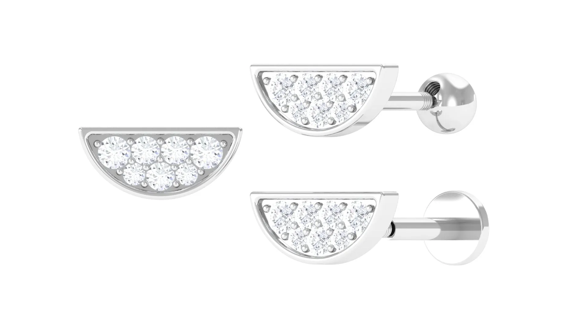 Simple Moissanite Half Circle Earring for Helix Piercing