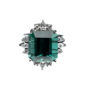 Sold! 18.71cts Indicolite Tourmaline With 1.01ctw Diamonds Custom Ring