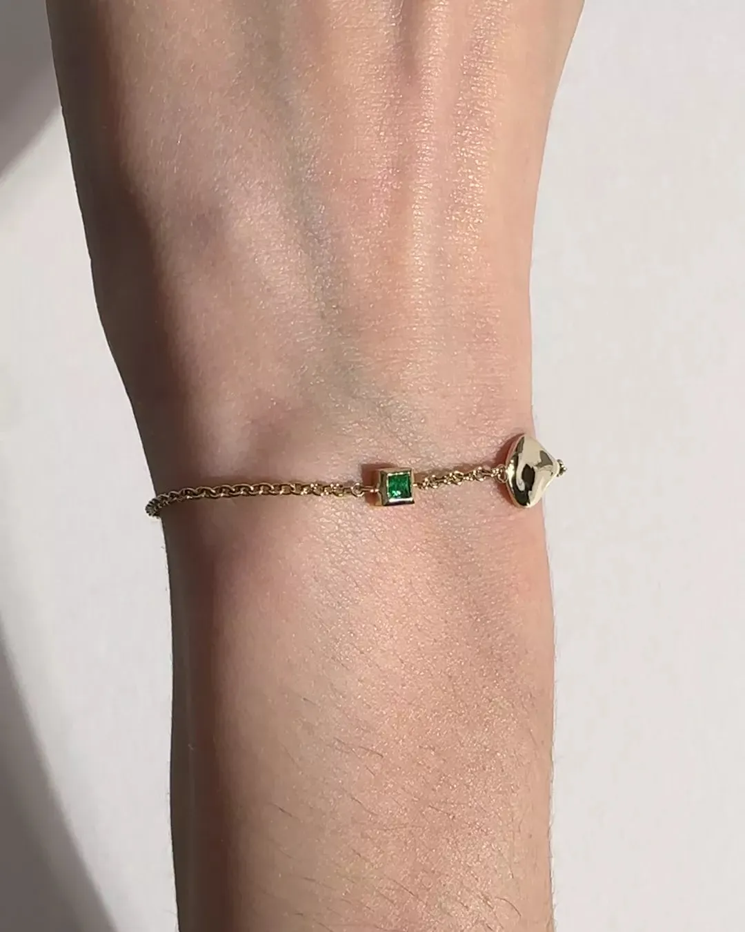Solid Gold Emerald May Birthstone Bracelet
