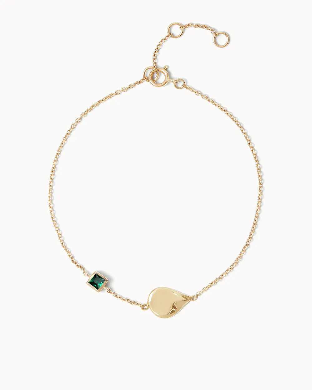 Solid Gold Emerald May Birthstone Bracelet