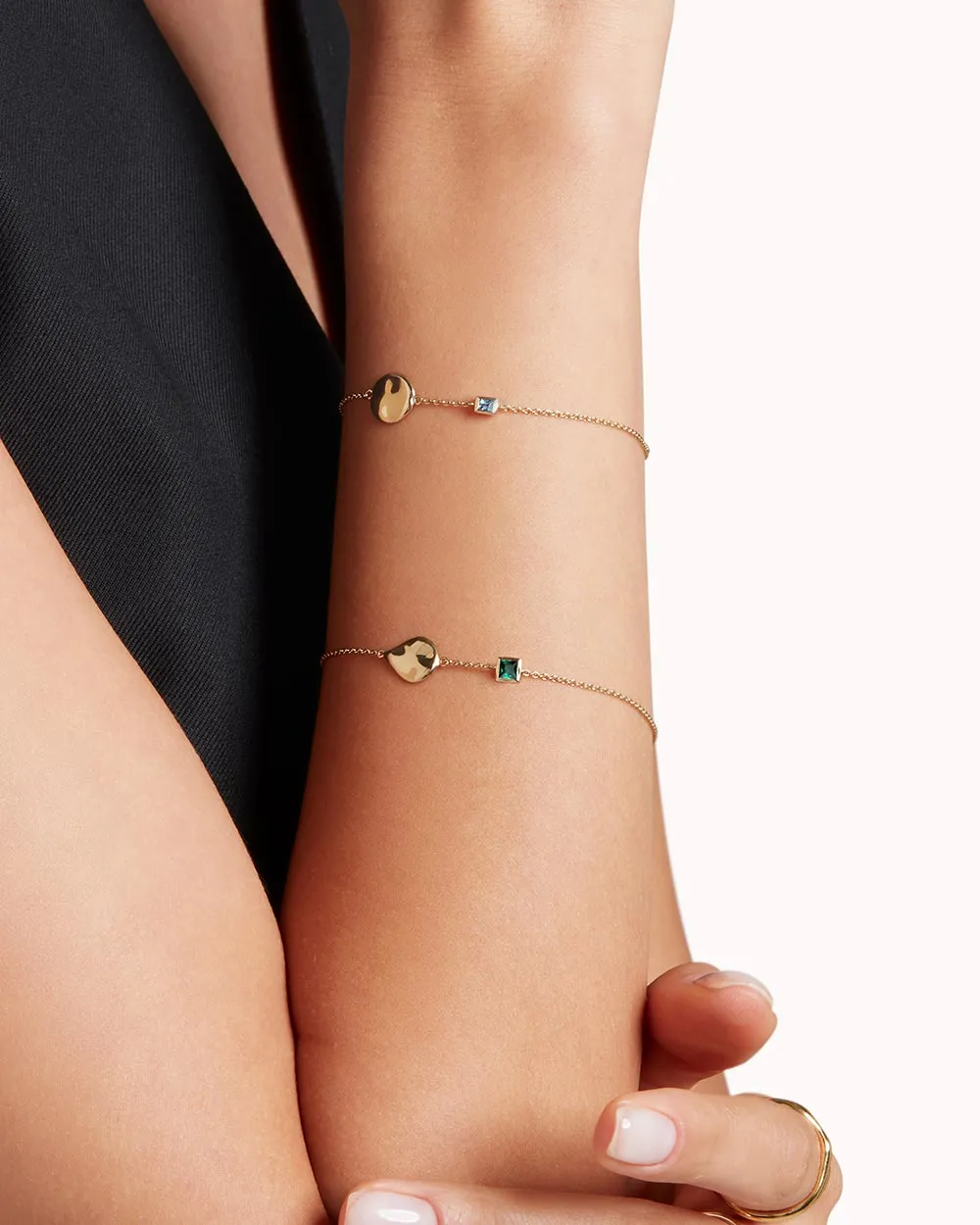 Solid Gold Emerald May Birthstone Bracelet