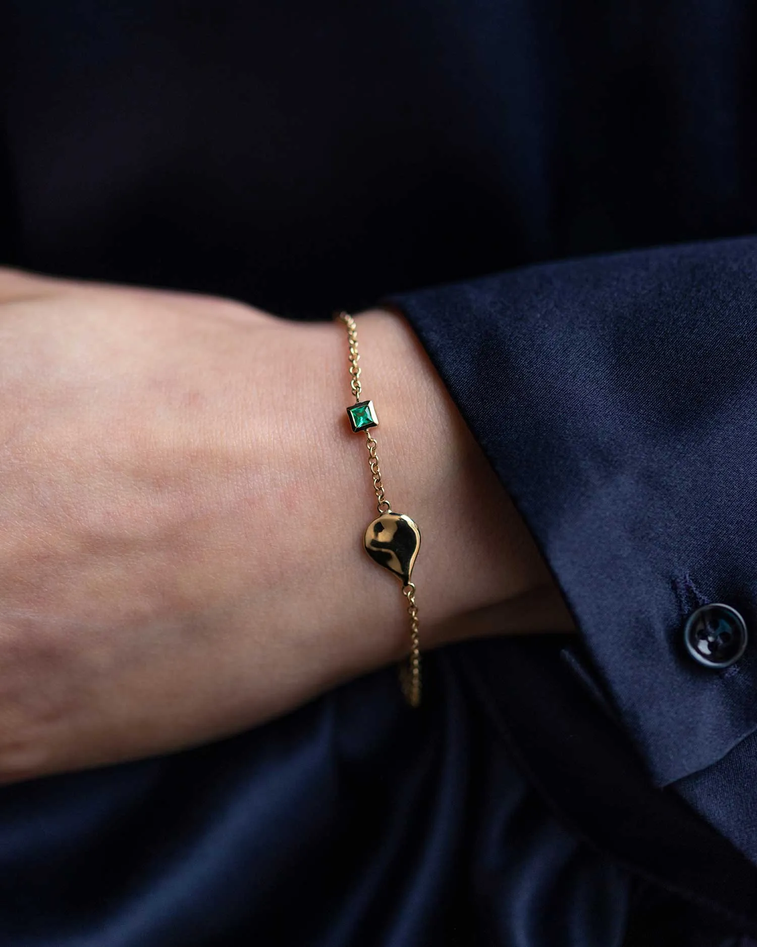 Solid Gold Emerald May Birthstone Bracelet