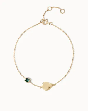 Solid Gold Emerald May Birthstone Bracelet