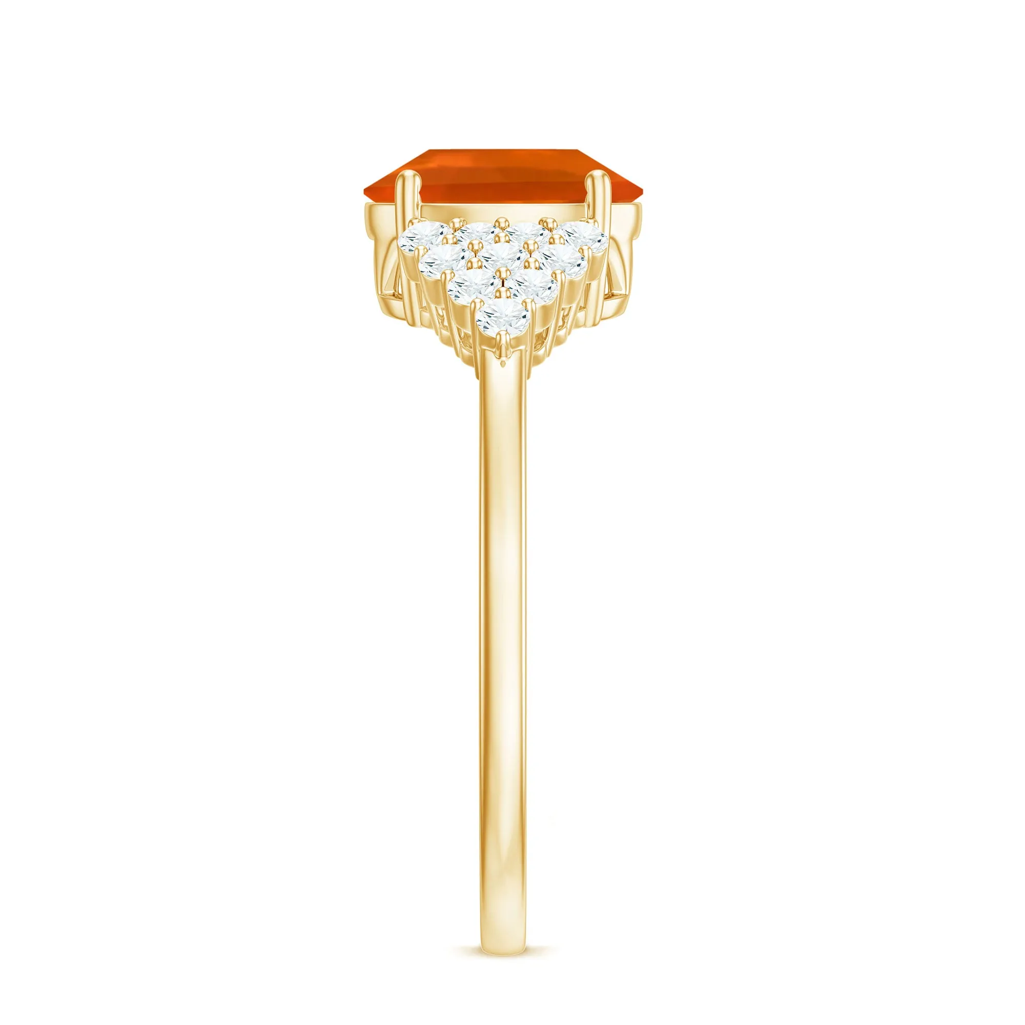 Solitaire Fire Opal Oval Engagement Ring with Diamond