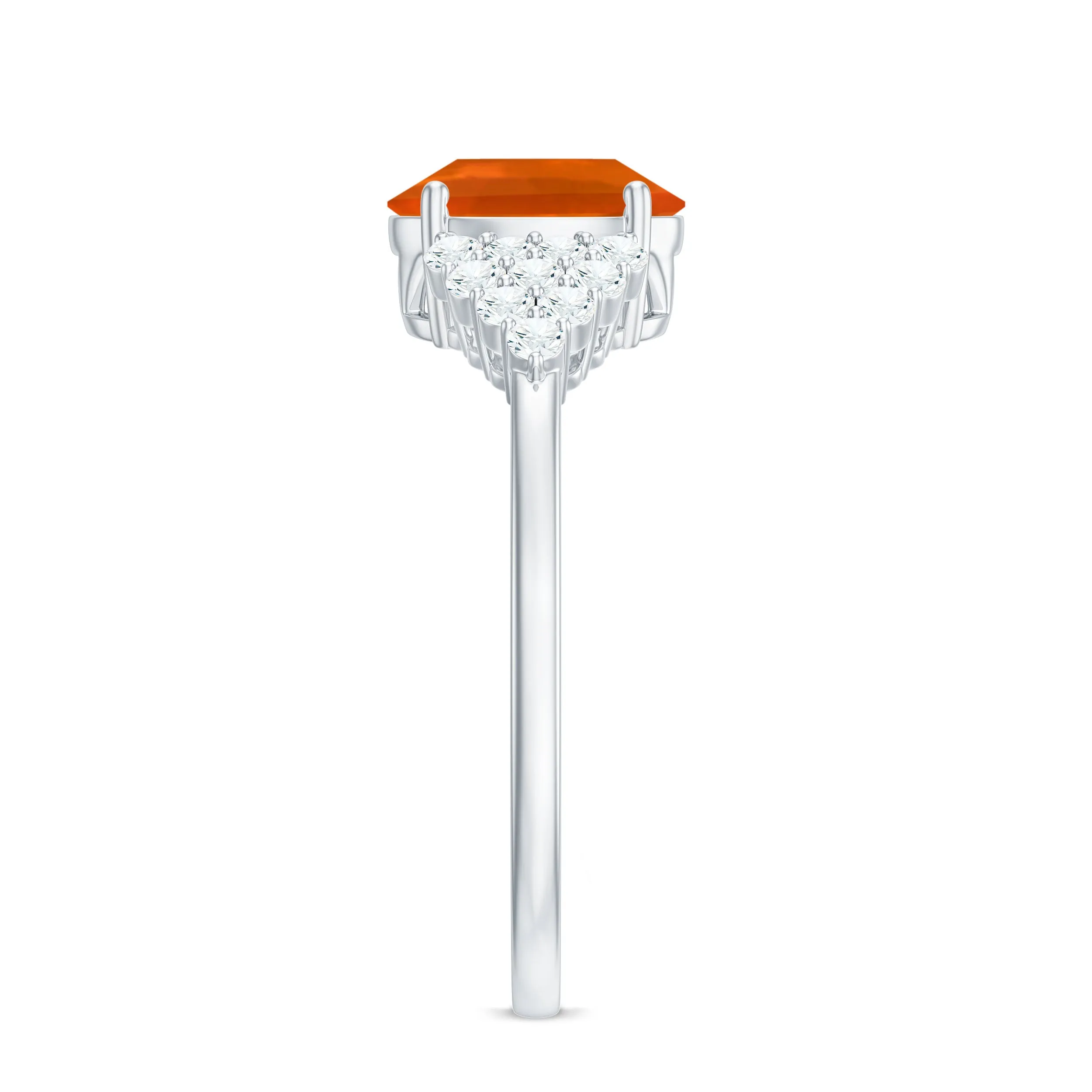 Solitaire Fire Opal Oval Engagement Ring with Diamond