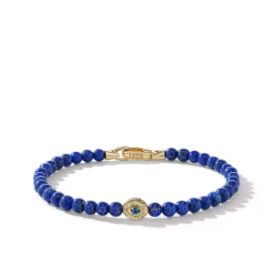 Spiritual Beads Evil Eye Bracelet with Lapis and 14K Yellow Gold