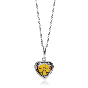 Sterling Silver Amber CZ Heart Pendant