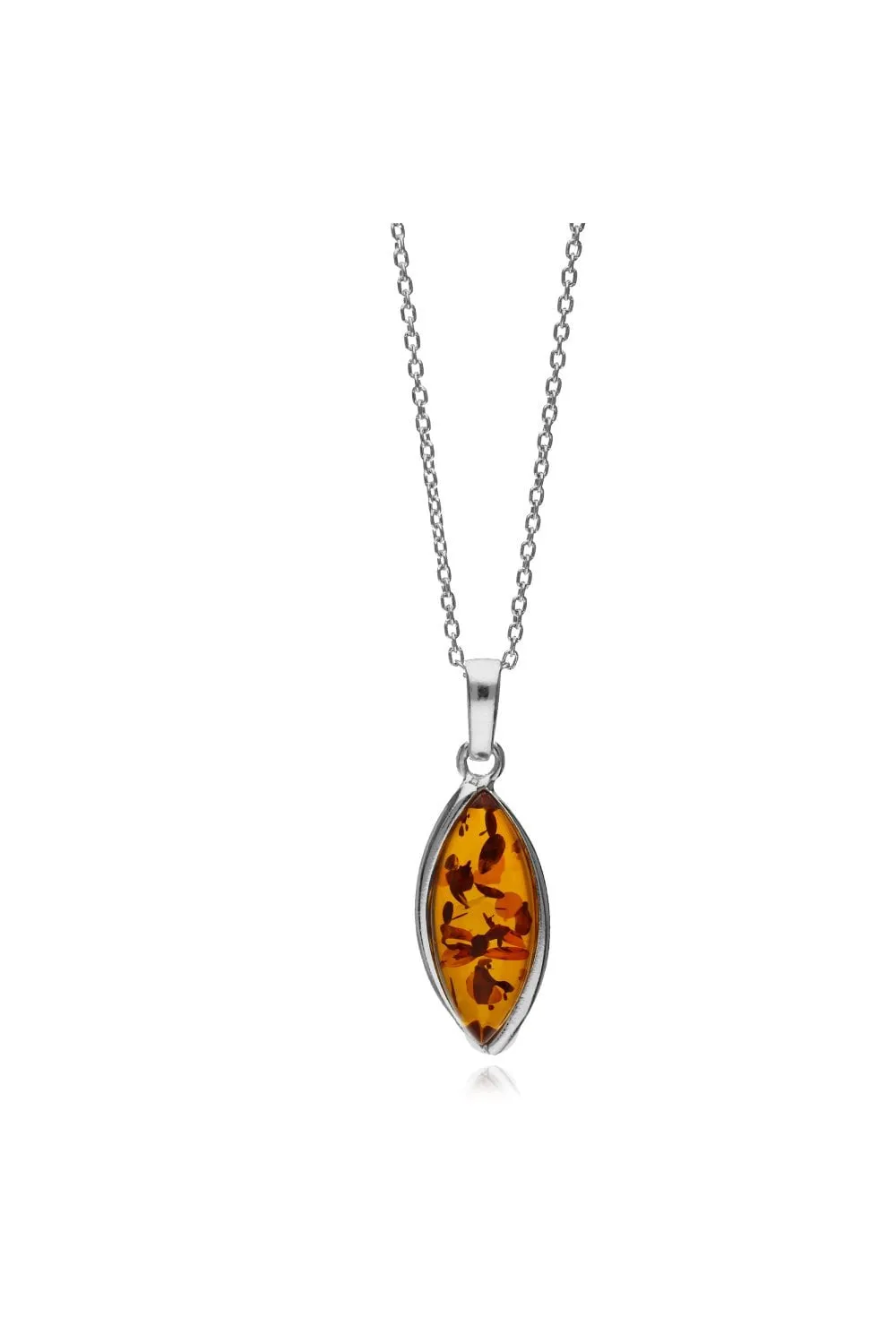 Sterling Silver Amber Designer Marquise Pendant