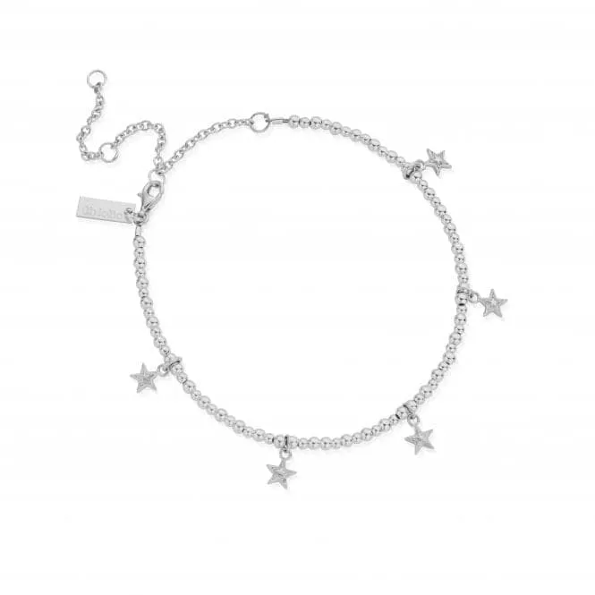 Sterling Silver Mini Cute Multi Star Anklet SANMC3028