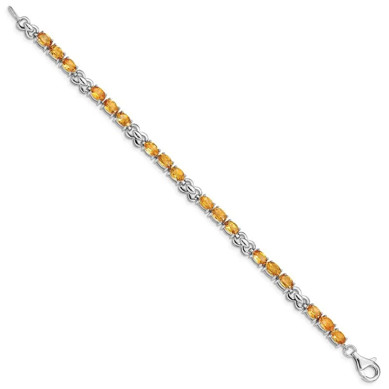 Sterling Silver Rhodium-plated Citrine Bracelet QX863CI