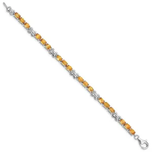 Sterling Silver Rhodium-plated Citrine Bracelet QX863CI