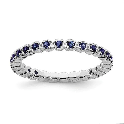 Sterling Silver Stackable Expressions Blue Sapphire Eternity Ring