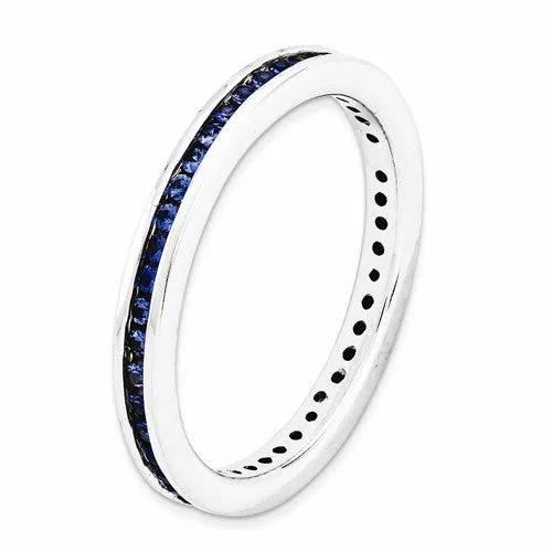 Sterling Silver Stackable Expressions Channel Set Created Blue Sapphire Eternity Ring