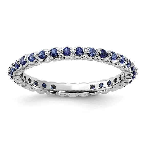 Sterling Silver Stackable Expressions Created Blue Sapphire Eternity Ring
