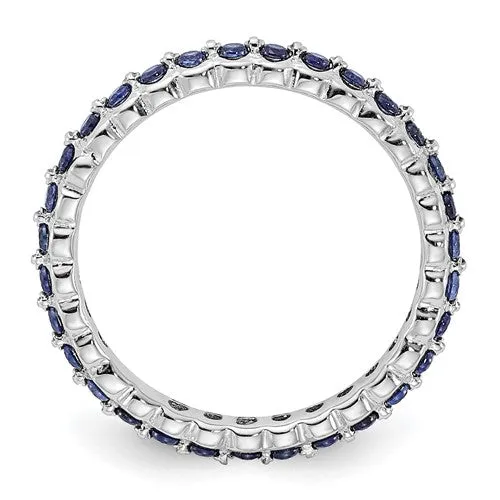 Sterling Silver Stackable Expressions Created Blue Sapphire Eternity Ring