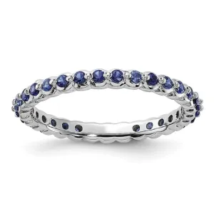 Sterling Silver Stackable Expressions Created Blue Sapphire Eternity Ring