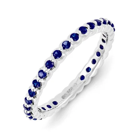 Sterling Silver Stackable Expressions Created Blue Sapphire Eternity Ring