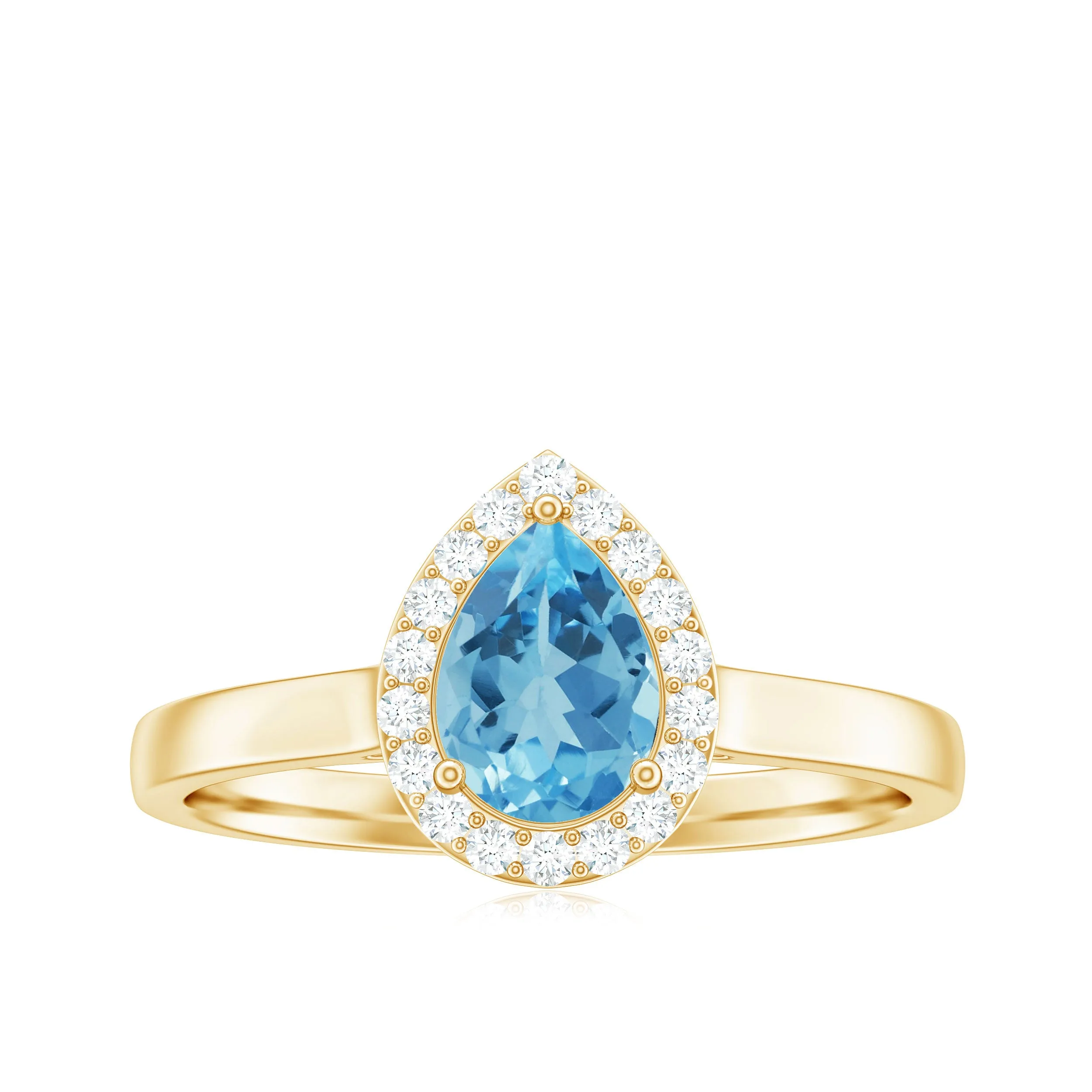 Teardrop Swiss Blue Topaz Ring with Diamond Accent