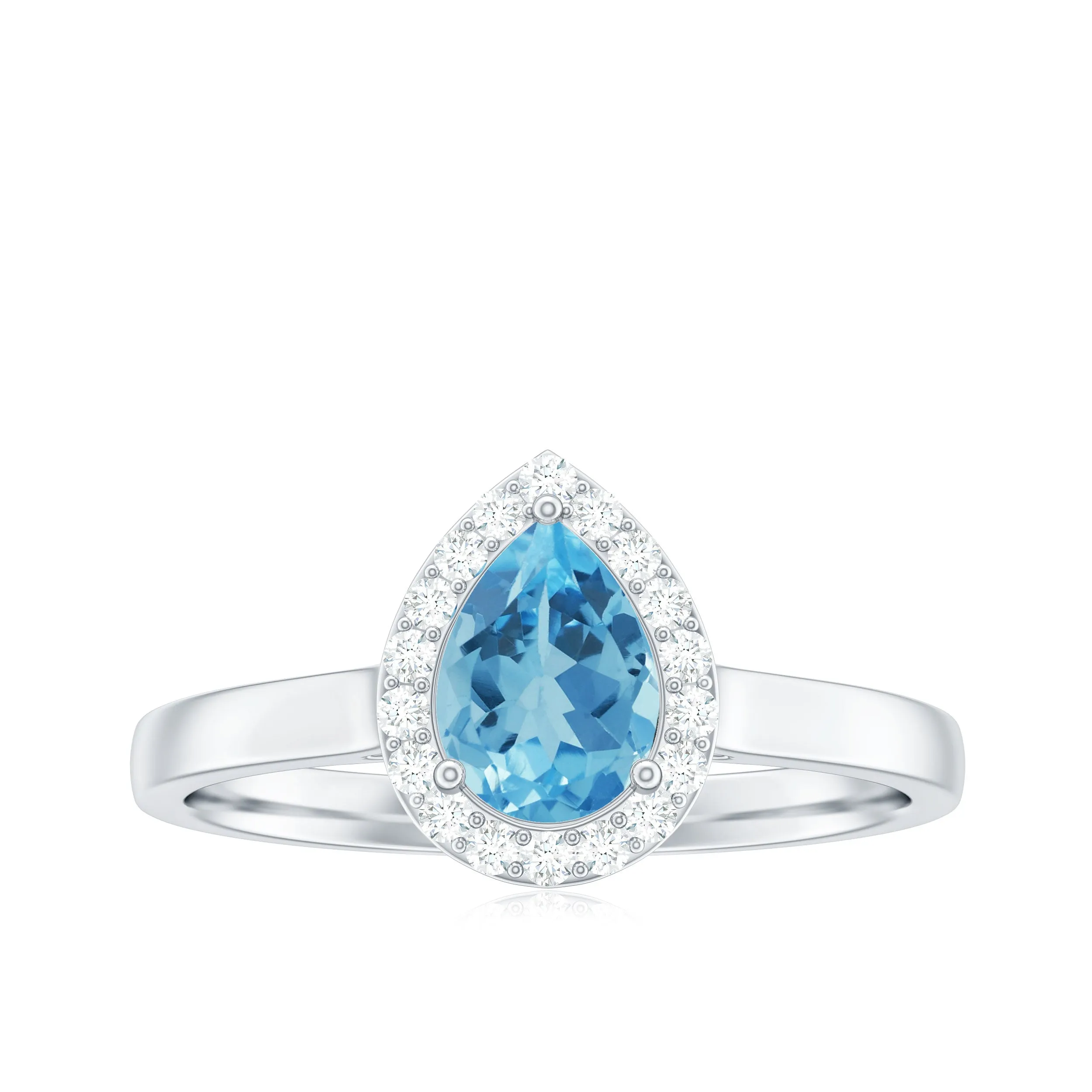 Teardrop Swiss Blue Topaz Ring with Diamond Accent