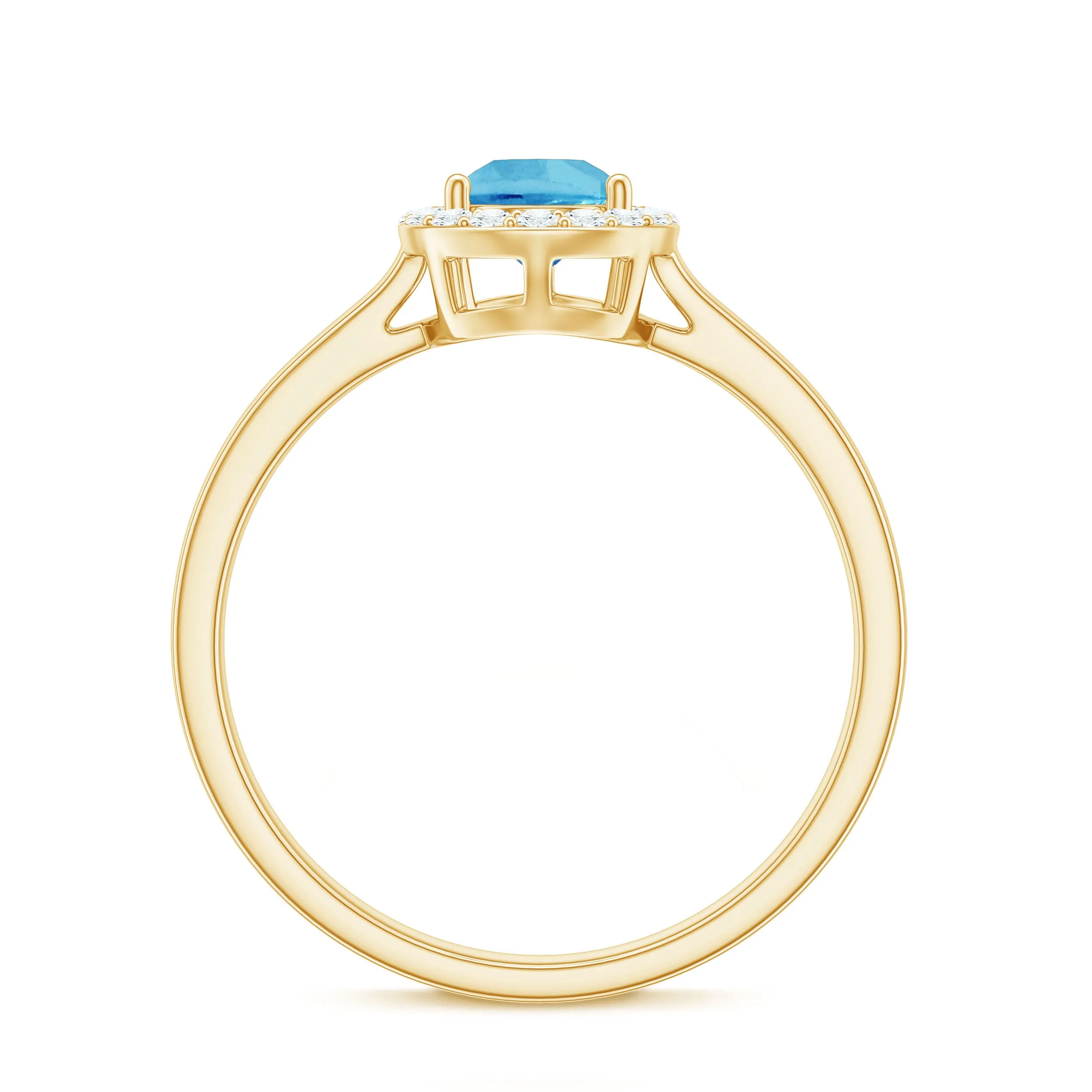 Teardrop Swiss Blue Topaz Ring with Diamond Accent