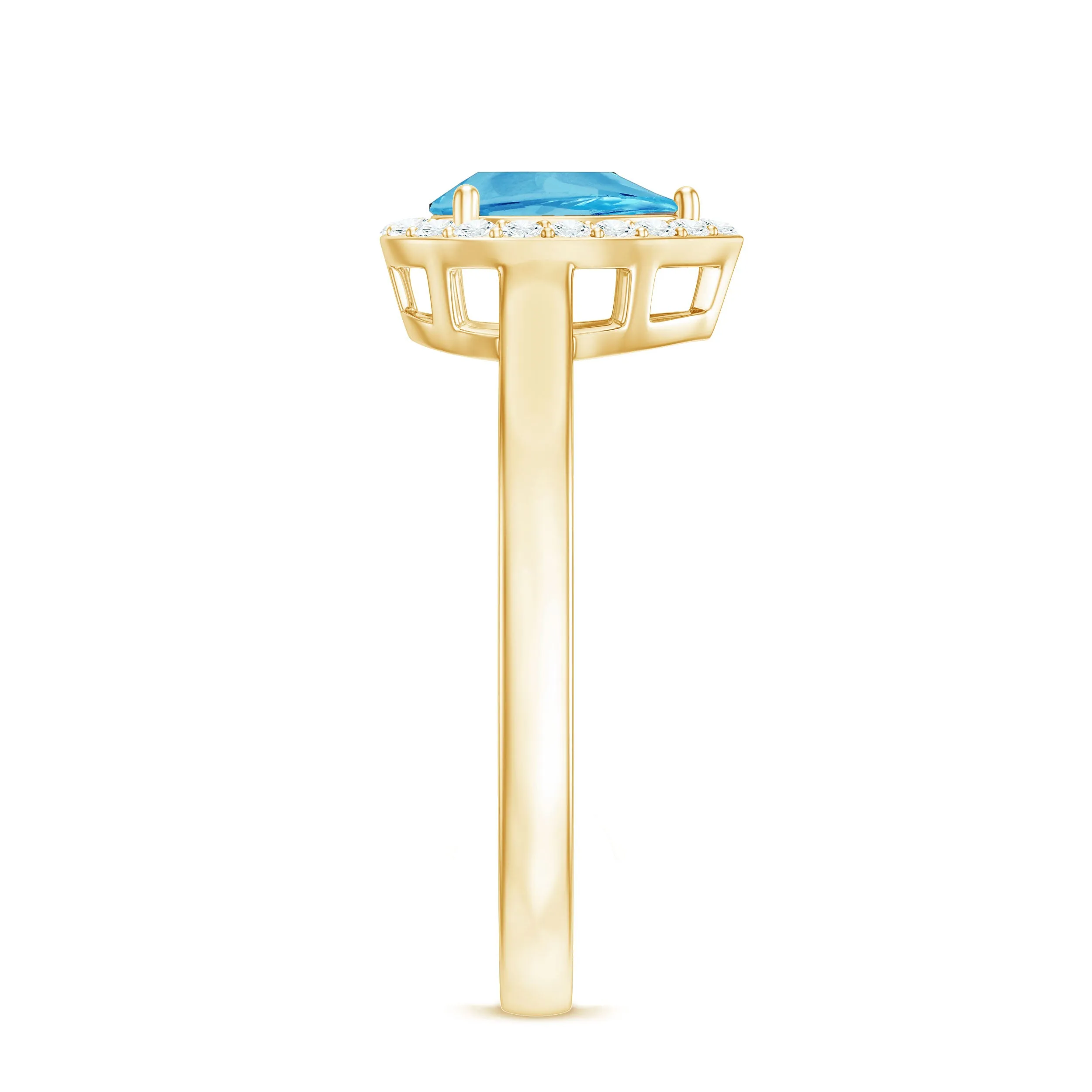 Teardrop Swiss Blue Topaz Ring with Diamond Accent