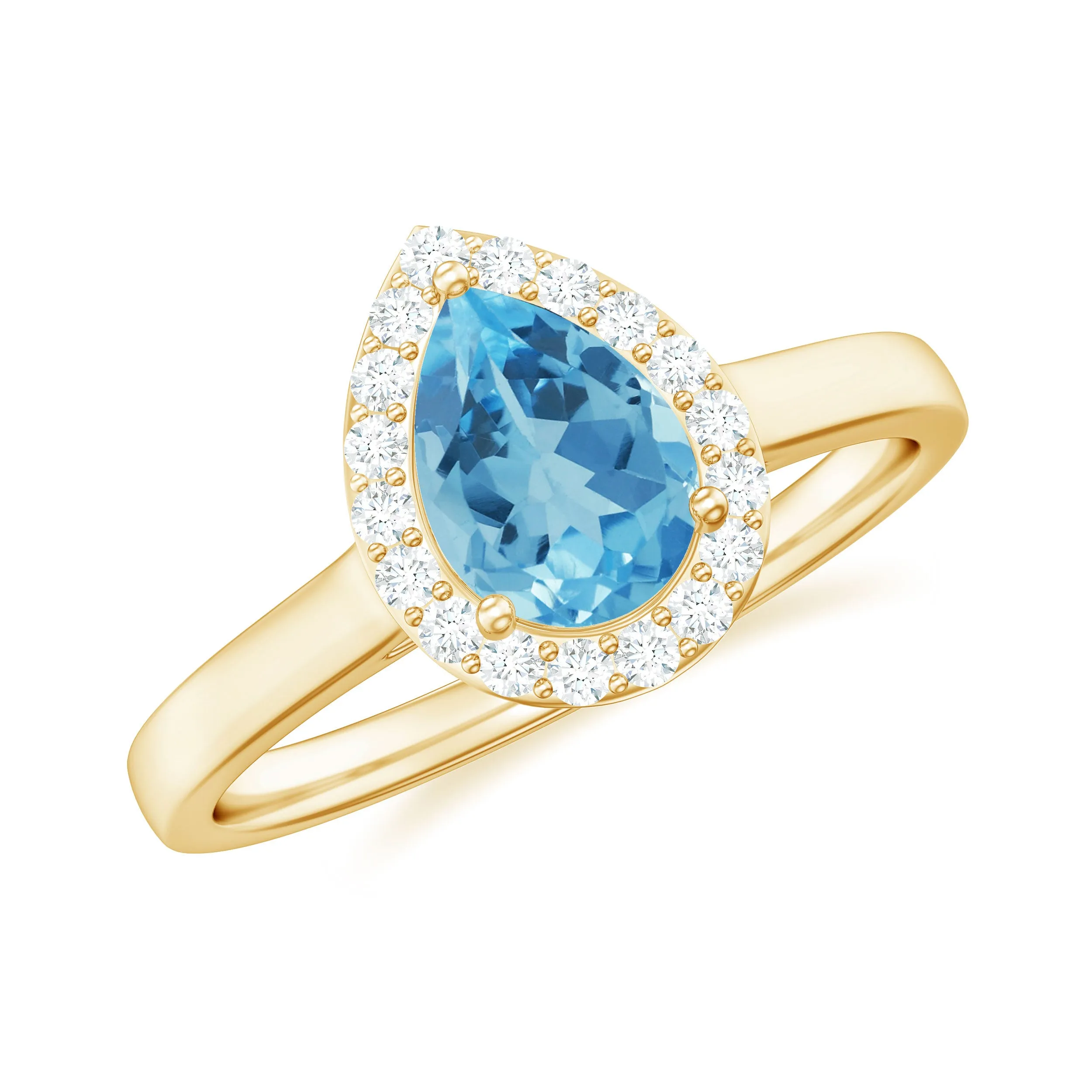 Teardrop Swiss Blue Topaz Ring with Diamond Accent