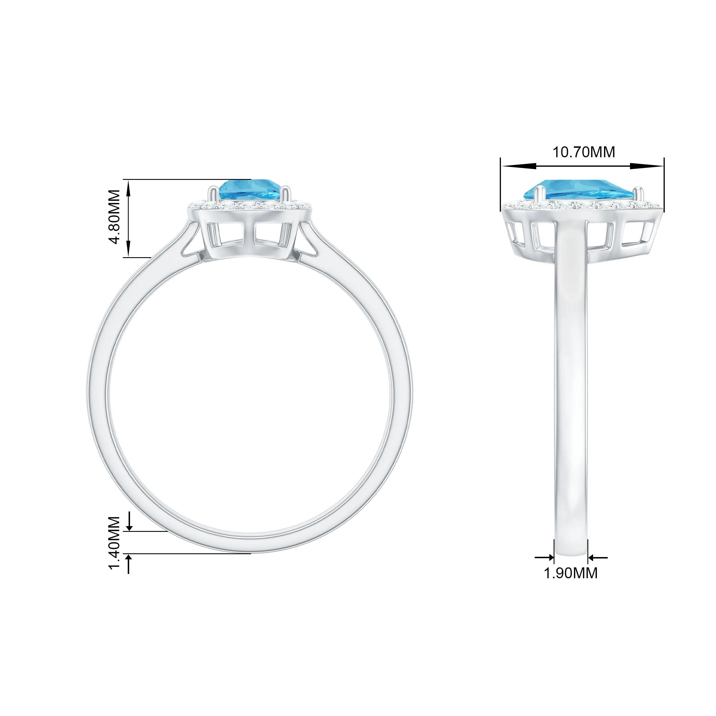 Teardrop Swiss Blue Topaz Ring with Diamond Accent