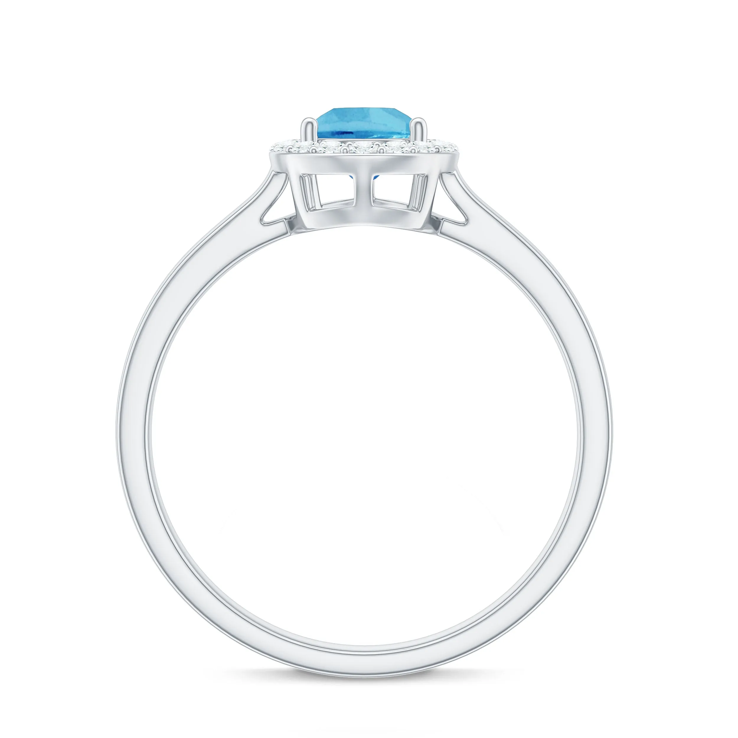 Teardrop Swiss Blue Topaz Ring with Diamond Accent