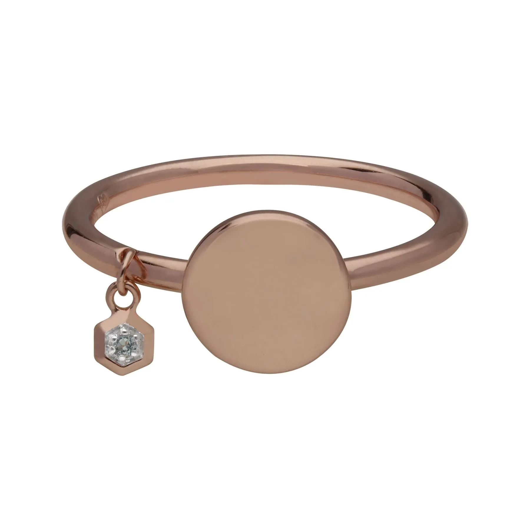 Topas Gravur Ring in Rose Vergoldetem Sterling Silber