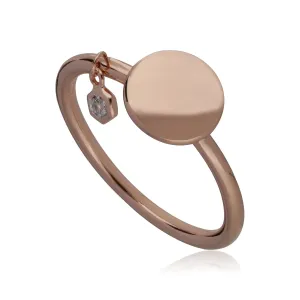 Topas Gravur Ring in Rose Vergoldetem Sterling Silber