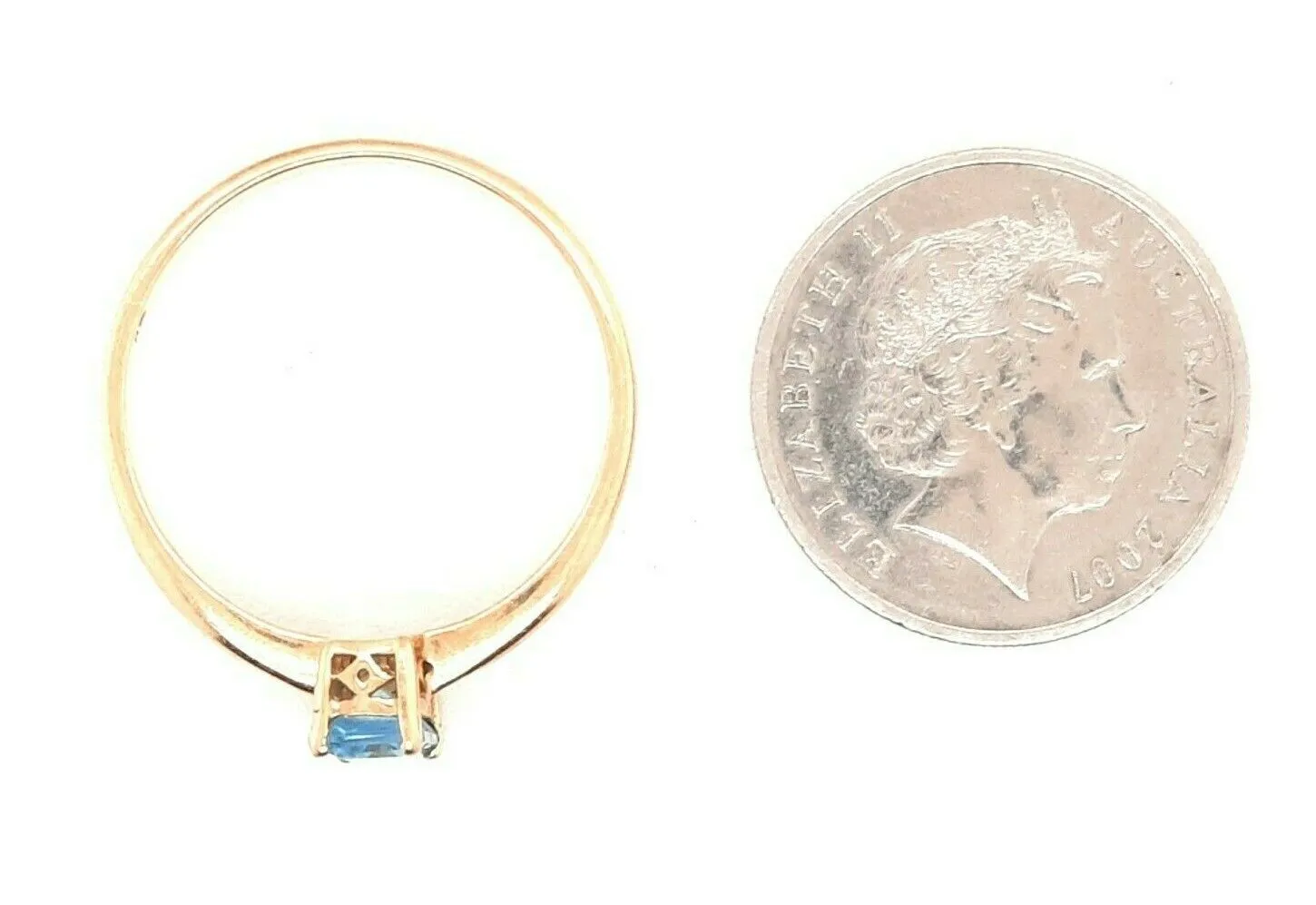 Topaz & 9ct Yellow Gold Solitaire Ring Fine Gemstone Jewellery Band Size 8