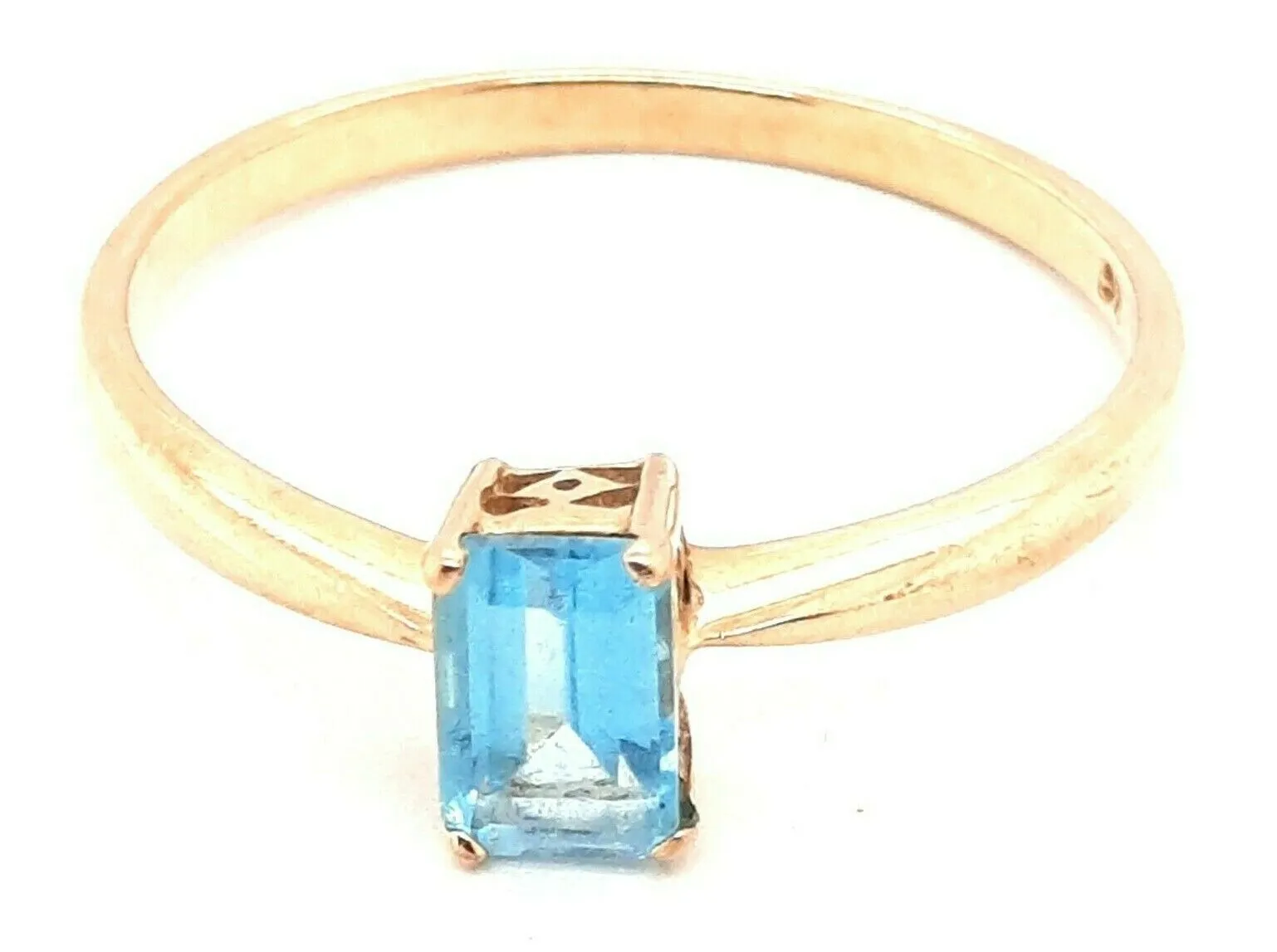 Topaz & 9ct Yellow Gold Solitaire Ring Fine Gemstone Jewellery Band Size 8