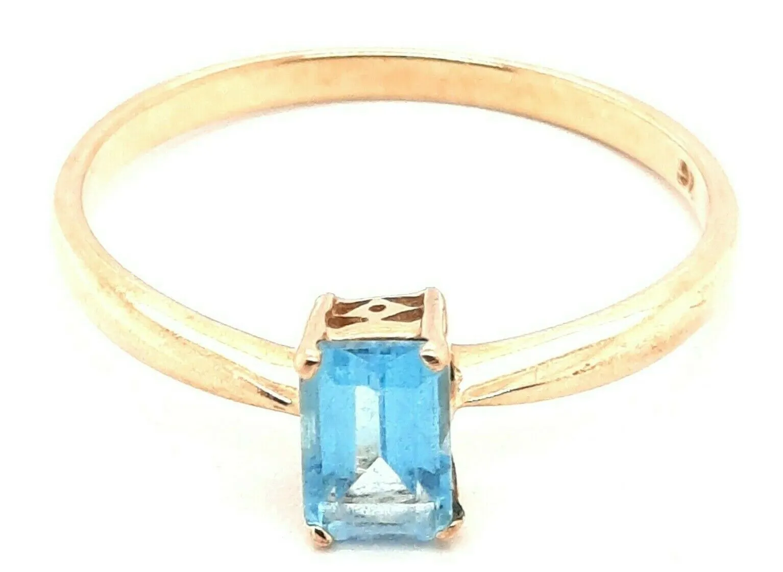 Topaz & 9ct Yellow Gold Solitaire Ring Fine Gemstone Jewellery Band Size 8