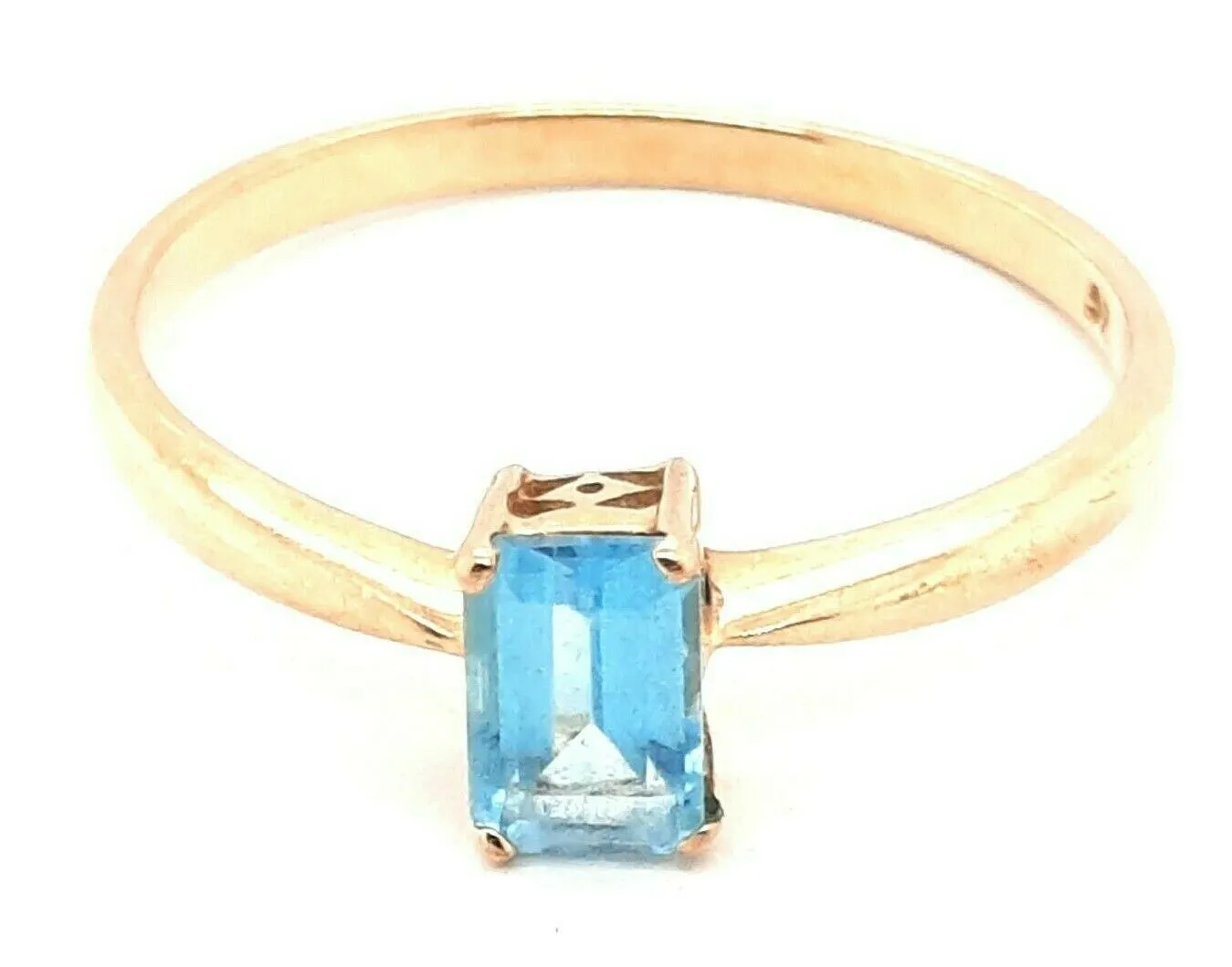 Topaz & 9ct Yellow Gold Solitaire Ring Fine Gemstone Jewellery Band Size 8