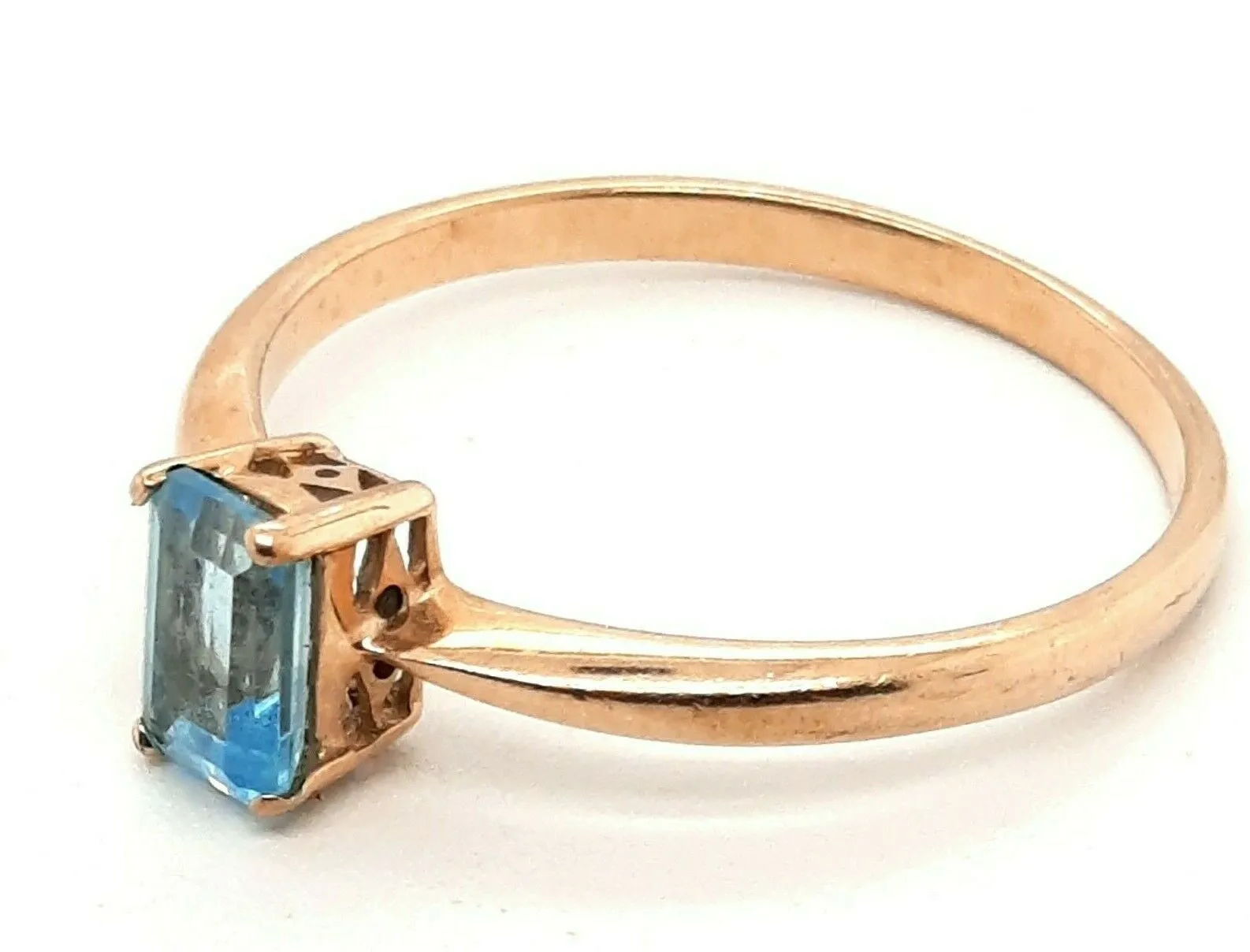Topaz & 9ct Yellow Gold Solitaire Ring Fine Gemstone Jewellery Band Size 8