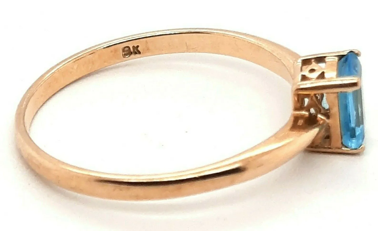 Topaz & 9ct Yellow Gold Solitaire Ring Fine Gemstone Jewellery Band Size 8
