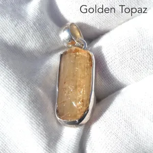 Topaz Pendant, Golden Raw Crystal, 925 Sterling Silver, r3