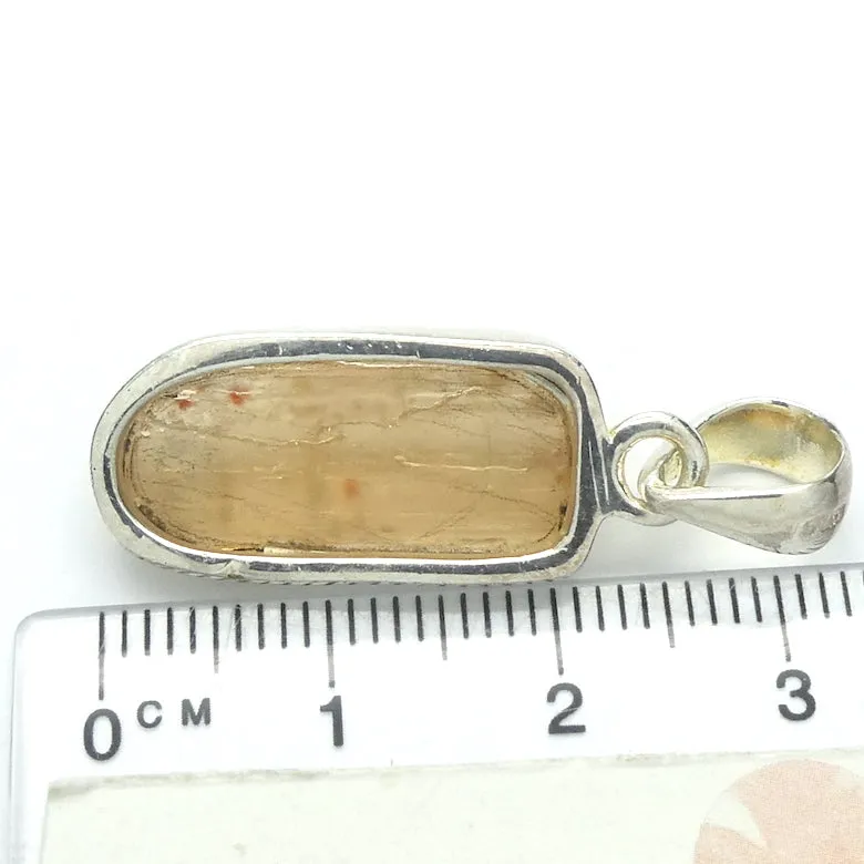 Topaz Pendant, Golden Raw Crystal, 925 Sterling Silver, r3