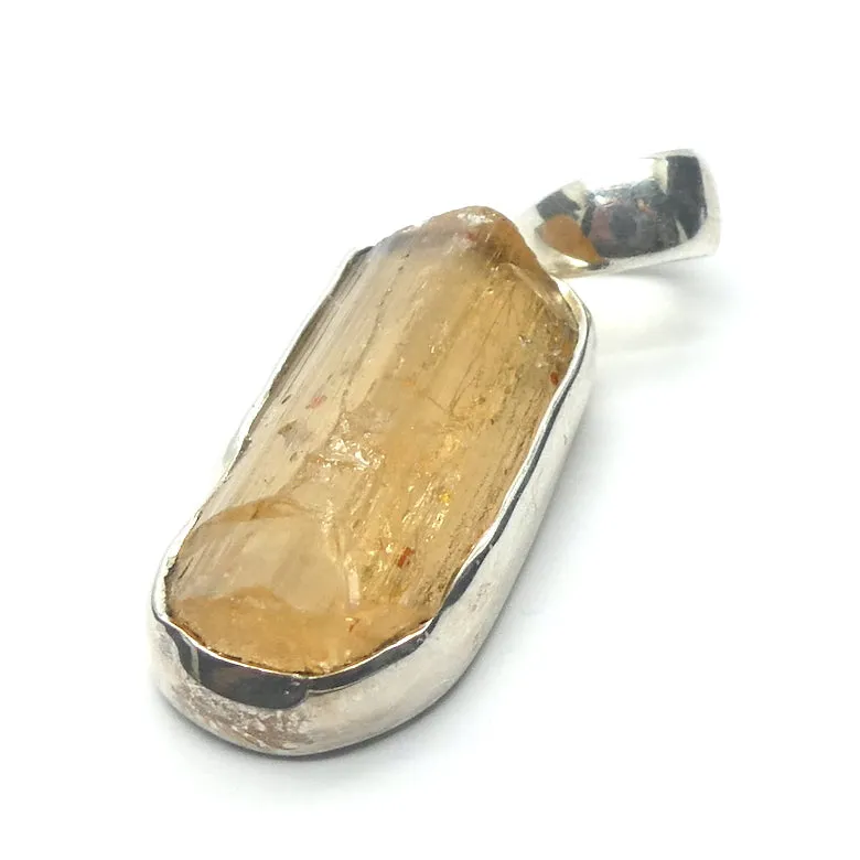 Topaz Pendant, Golden Raw Crystal, 925 Sterling Silver, r3