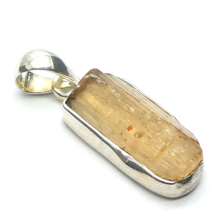 Topaz Pendant, Golden Raw Crystal, 925 Sterling Silver, r3