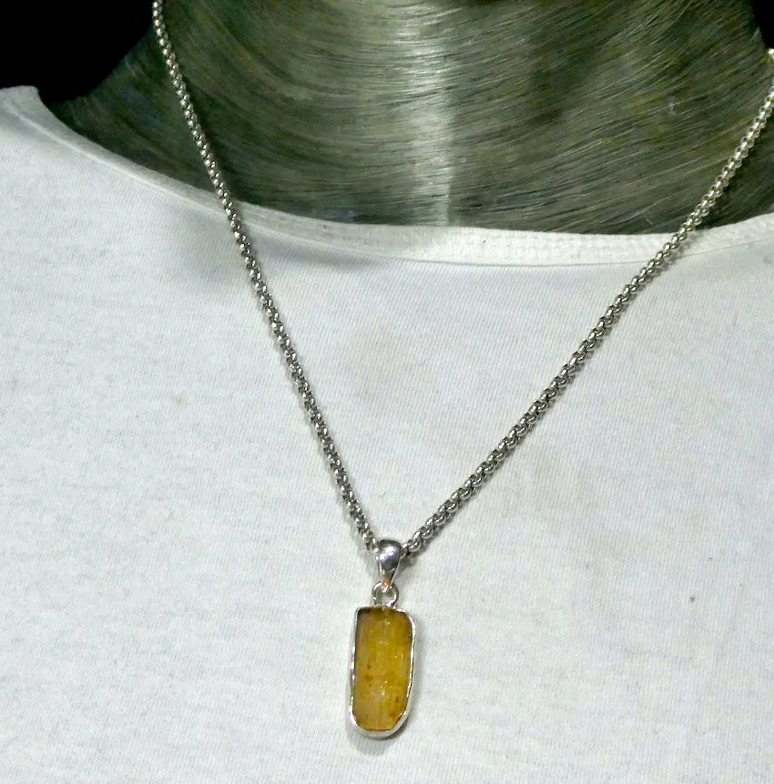 Topaz Pendant, Golden Raw Crystal, 925 Sterling Silver, r3